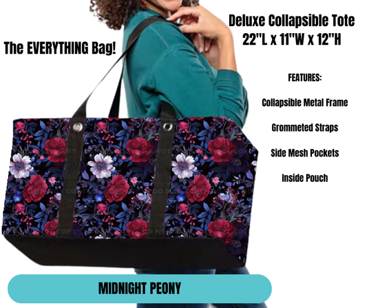 Preorder! Closes 11/18. ETA Feb. Midnight Peony Collapsible Tote