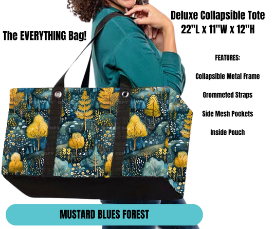 Preorder! Closes 11/18. ETA Feb. Mustard Blues Forest Collapsible Tote