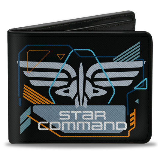 Bi-Fold Wallet - Lightyear STAR COMMAND Wings Text Logo2 Black Blues Orange