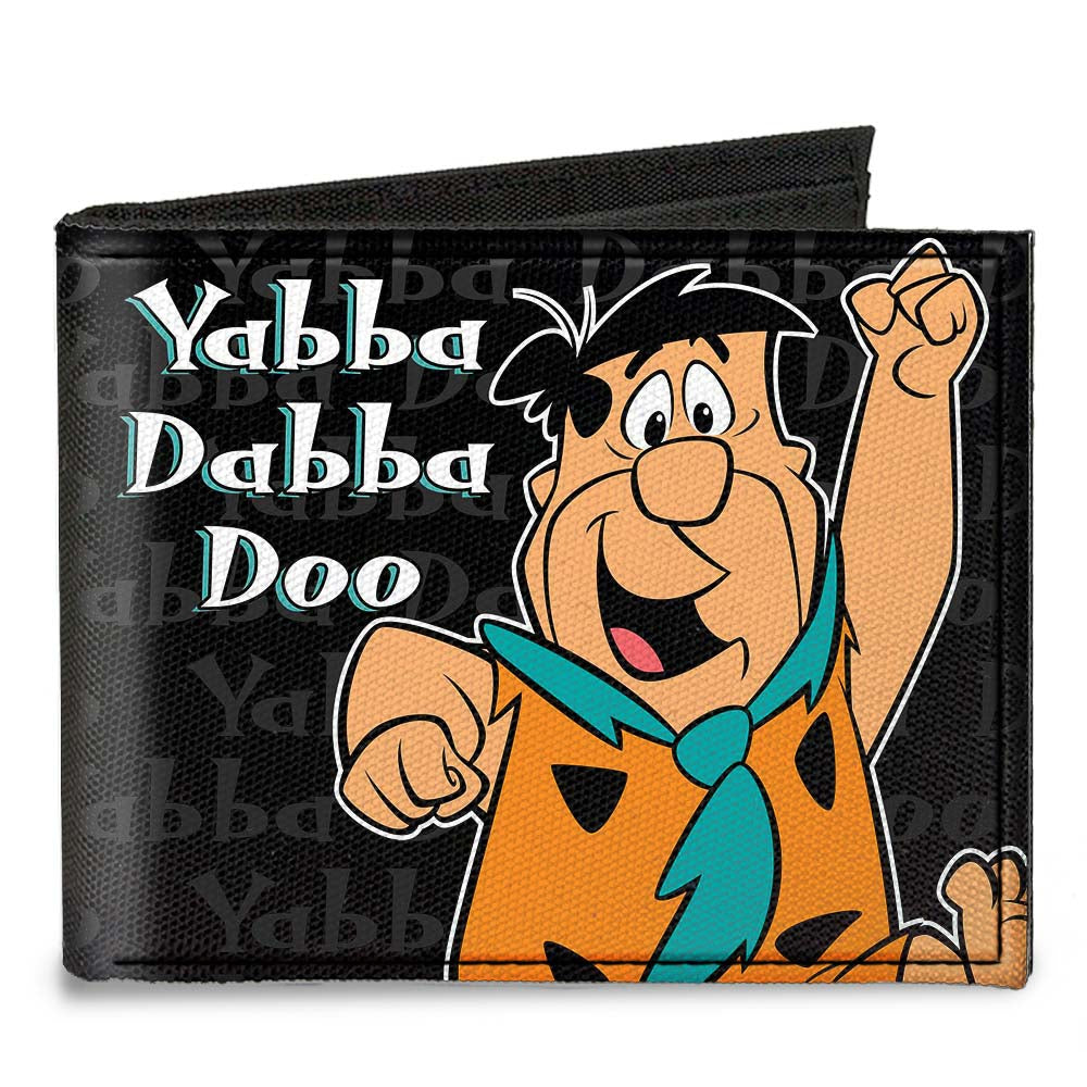 Canvas Bi-Fold Wallet - Fred YABBA DABBA DOO Pose2 Black Gray