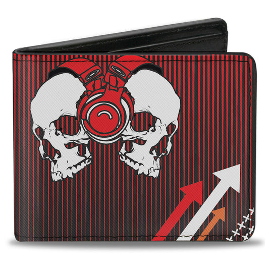 Bi-Fold Wallet - DJ Skulls Up Down Black Red