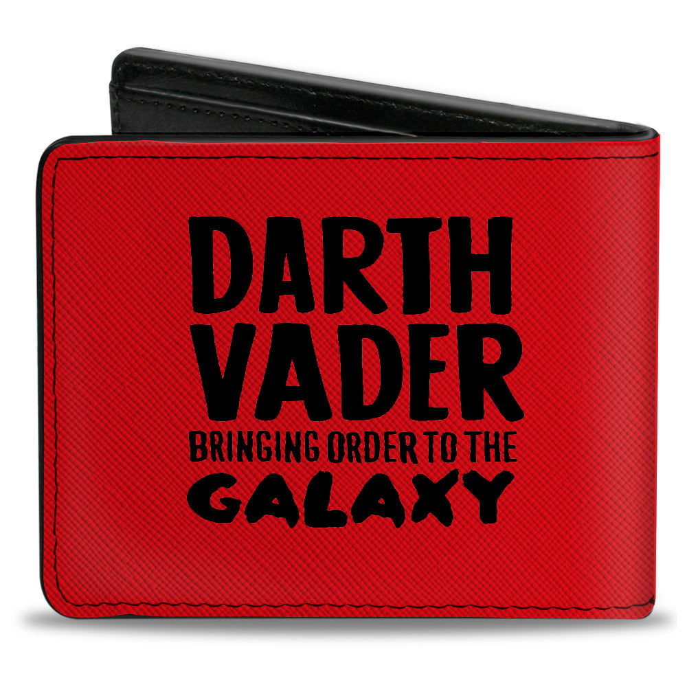 Bi-Fold Wallet - Star Wars Darth Vader Face + BRINGING ORDER TO THE GALAXY Text Red Black