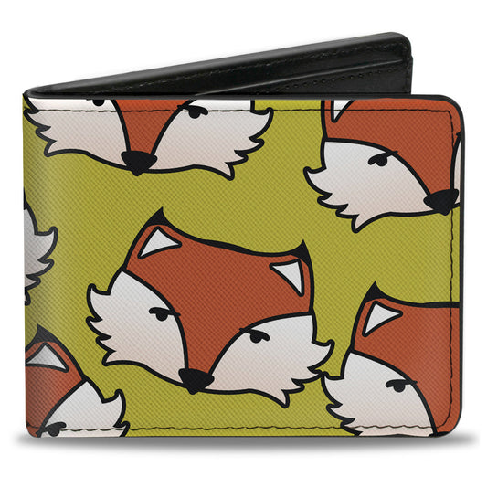 Bi-Fold Wallet - Fox Face Scattered Warm Olive2