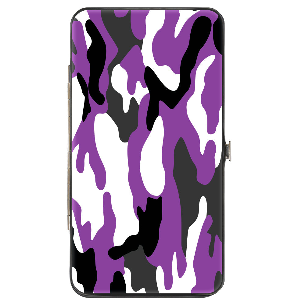 Hinged Wallet - Camo Purple Black Gray White