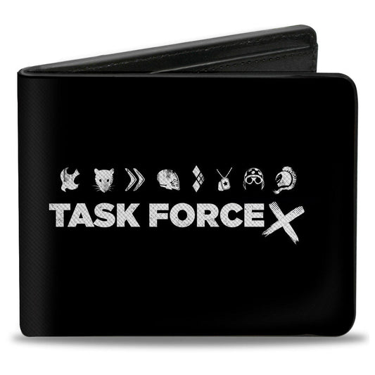 Bi-Fold Wallet - The Suicide Squad TASK FORCE X Character Icons Black White