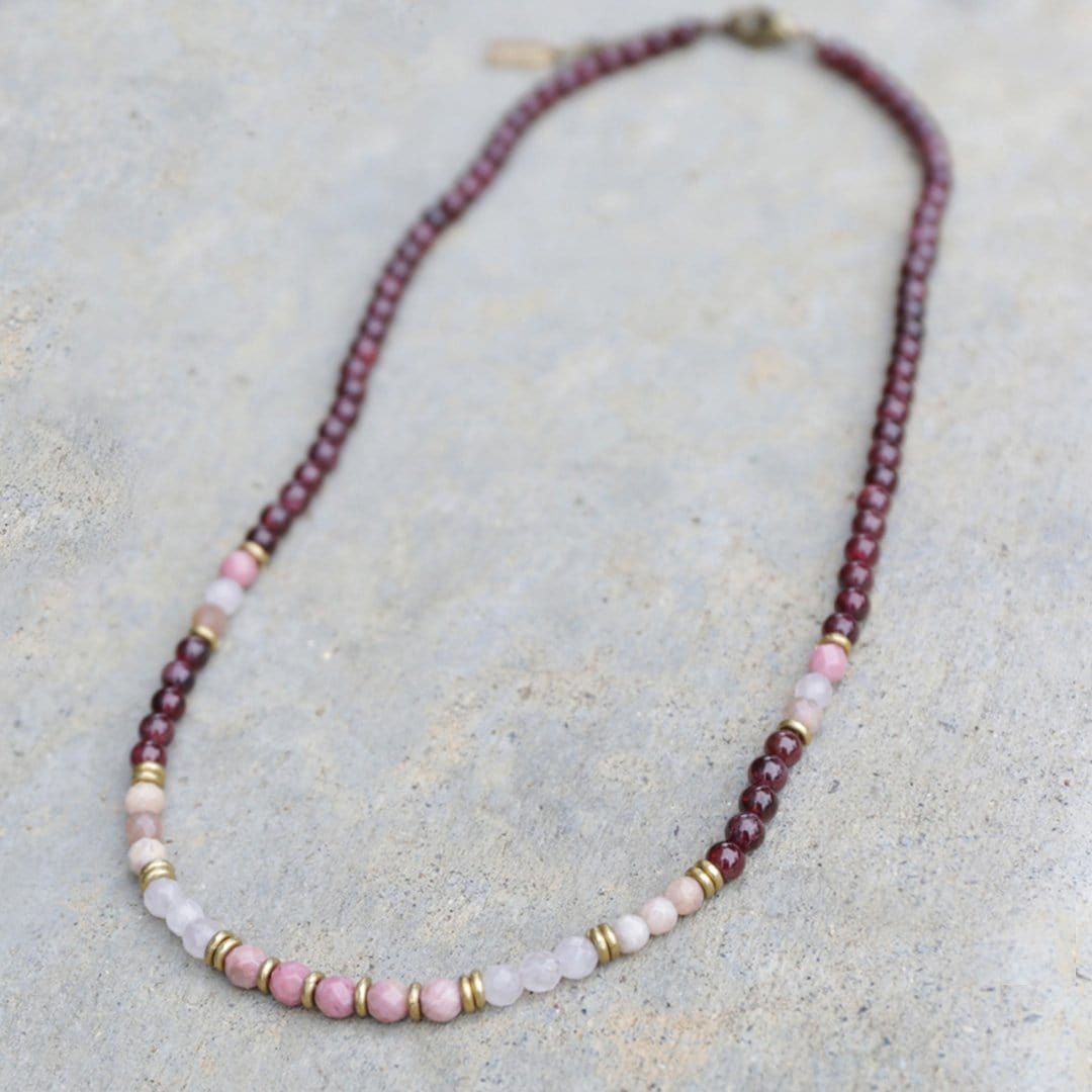 "Love and Self Love" Garnet and Rose Quartz Delicate Necklace