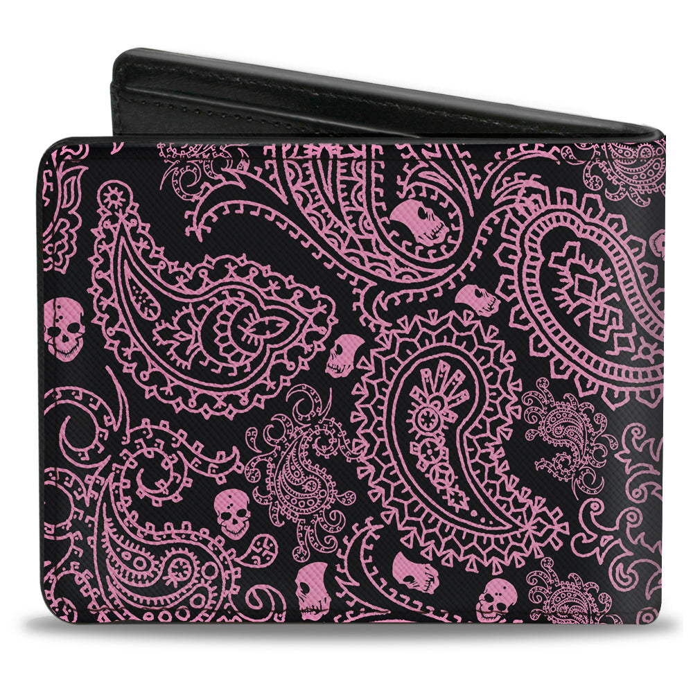 Bi-Fold Wallet - Bandana Skulls Black Pink