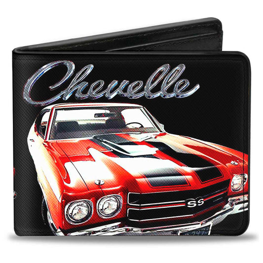 Bi-Fold Wallet - 1970 Chevrolet CHEVELLE Black Silver Red