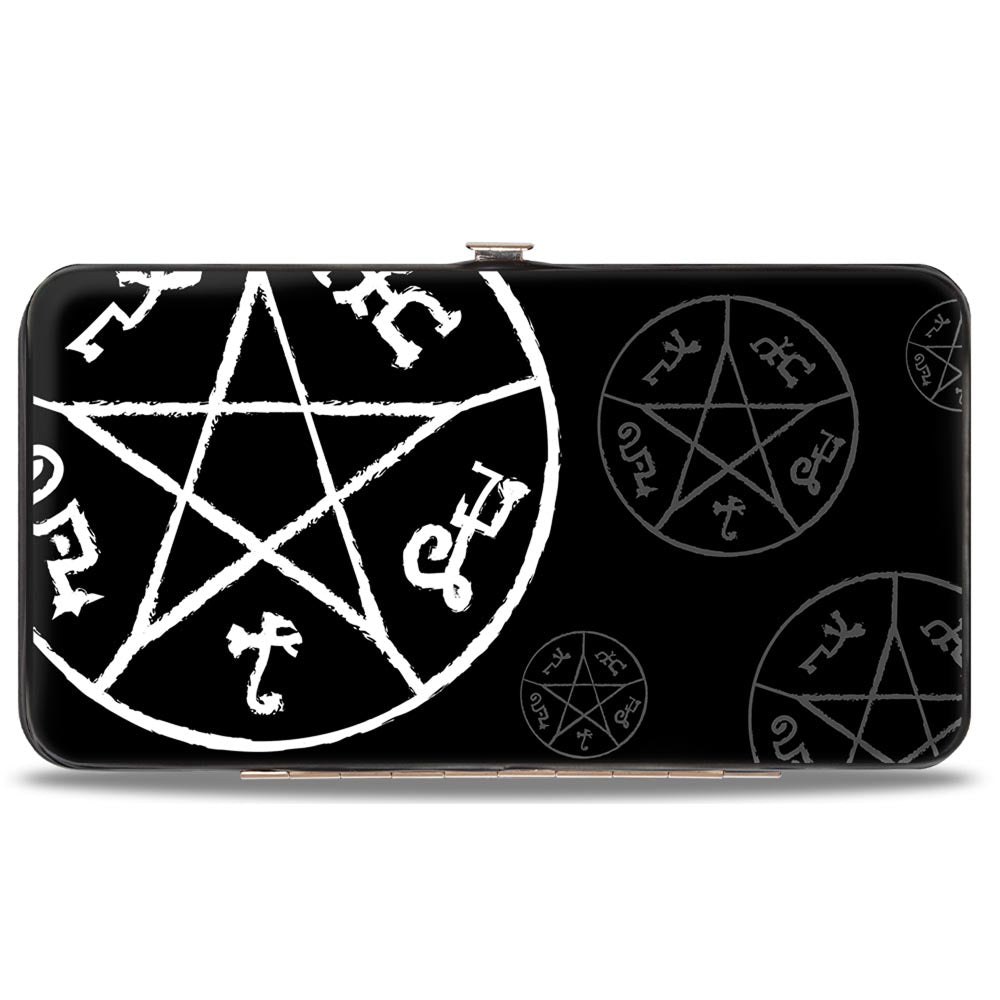 Hinged Wallet - Supernatural Devil's Trap Symbol Scattered Black Gray White