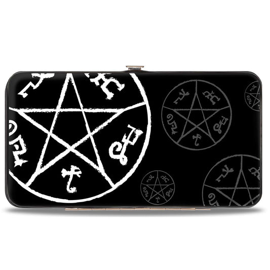 Hinged Wallet - Supernatural Devil's Trap Symbol Scattered Black Gray White