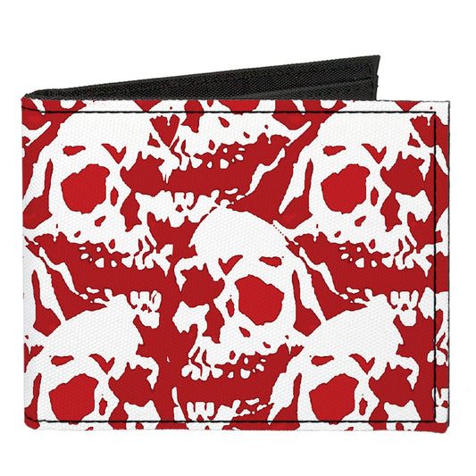 Canvas Bi-Fold Wallet - Skull Yard Red White