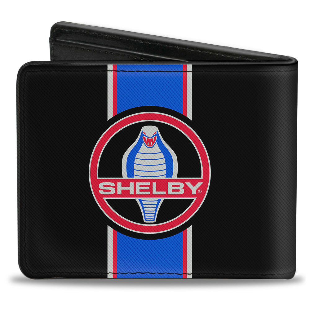 Bi-Fold Wallet - SHELBY Cobra Center Stripe Black Gray Red Blue