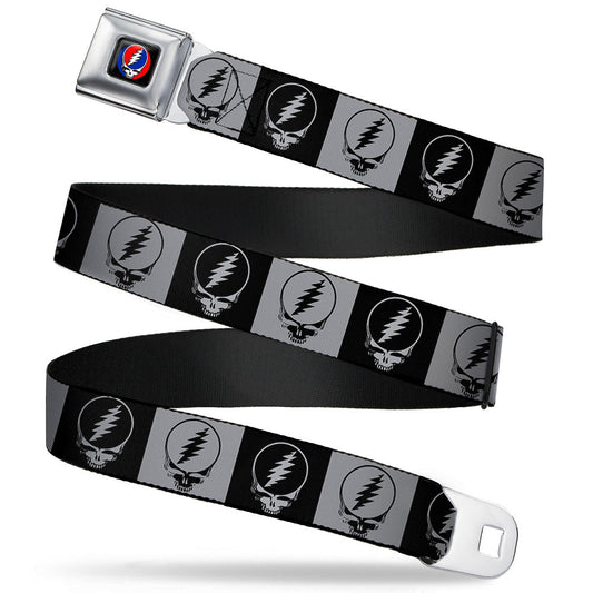 Steal Your Face Seatbelt Belt - Steal Your Face Blocks Black/White-Gray/Black Webbing