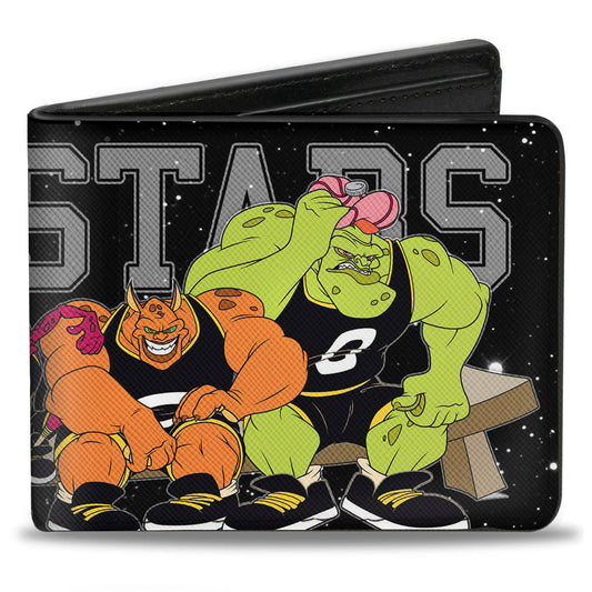 Bi-Fold Wallet - Space Jam MONSTARS 5-Player Bench Pose Galaxy Black White Gray