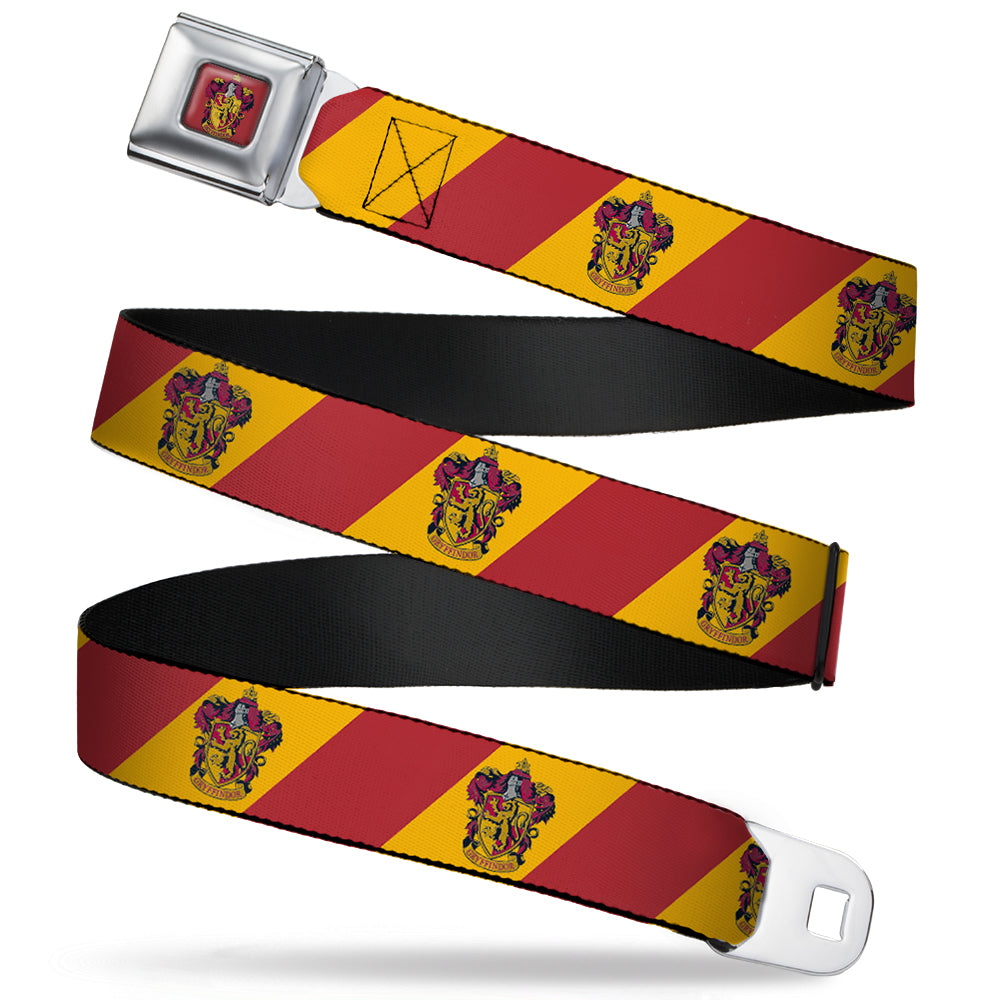 GRYFFINDOR Crest Full Color Red Seatbelt Belt - GRYFFINDOR Crest Diagonal Stripe Gold/Red Webbing