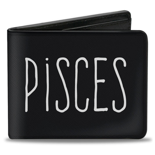 Bi-Fold Wallet - Zodiac PISCES Symbol Black White