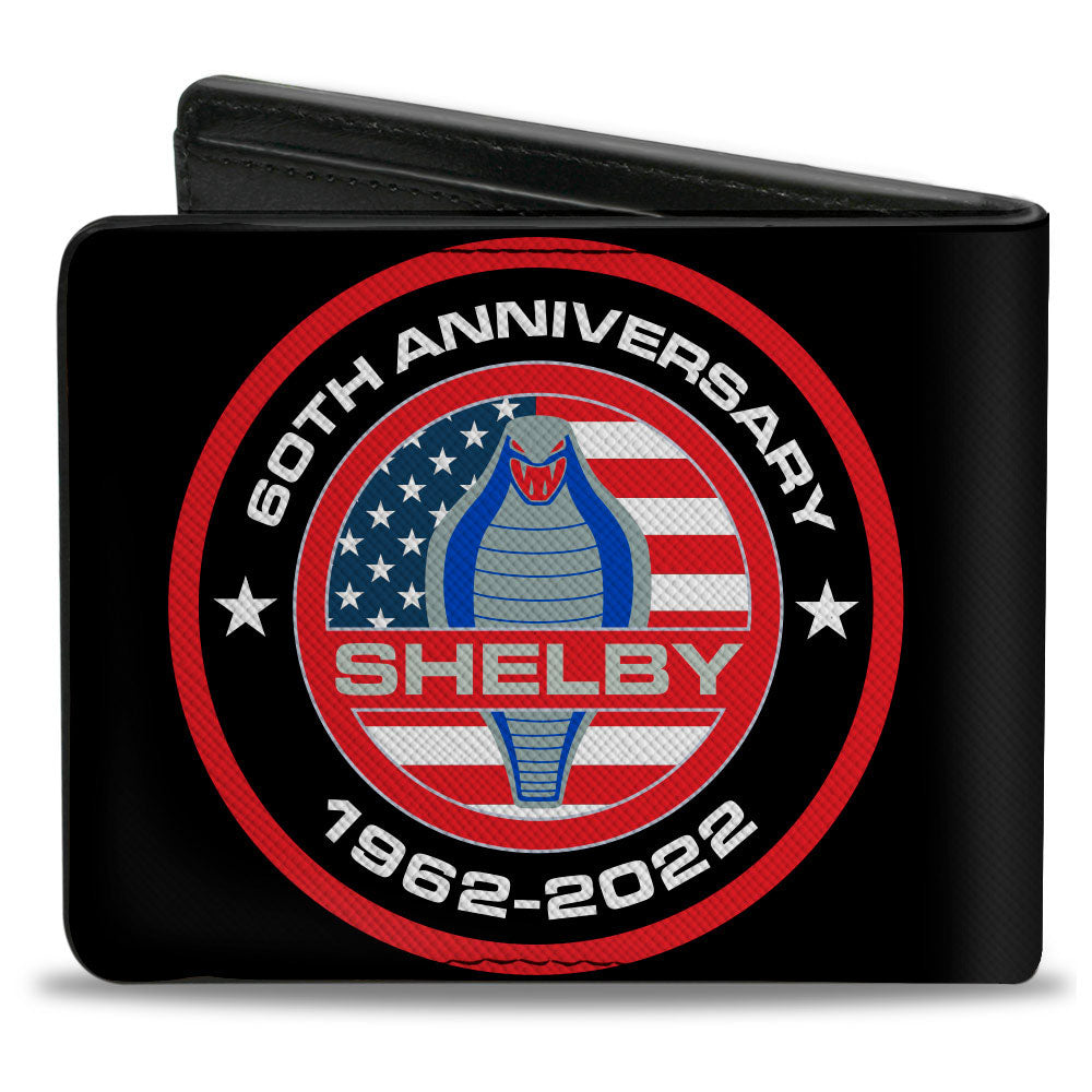 Bi-Fold Wallet - Carroll Shelby 60TH ANNIVERSARY SHELBY Cobra Icon Black Red White Gray Blue