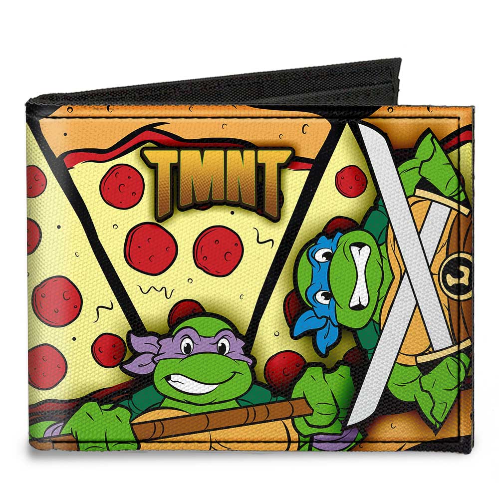 Canvas Bi-Fold Wallet - TMNT Turtle Battle Poses Pizza