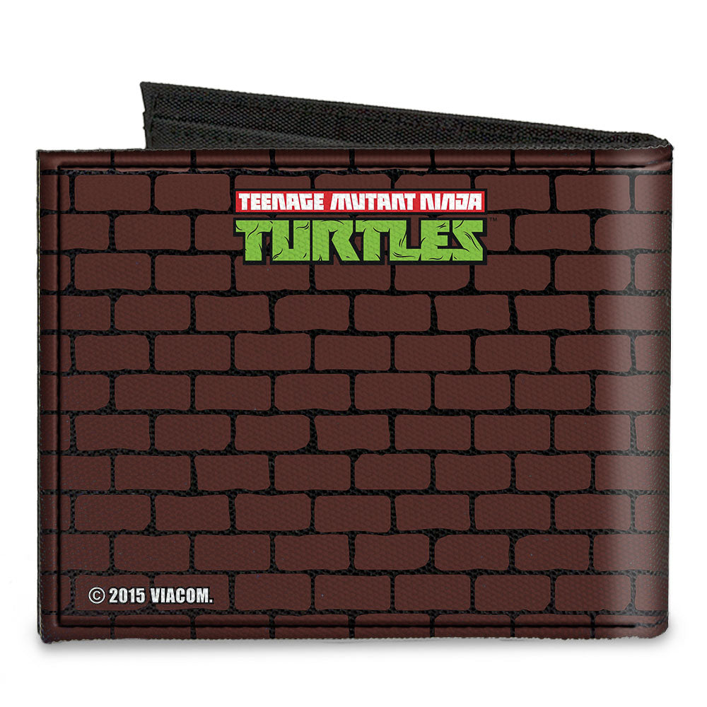 Canvas Bi-Fold Wallet - Rocksteady & Bebop Pose + TMNT Logo Bricks