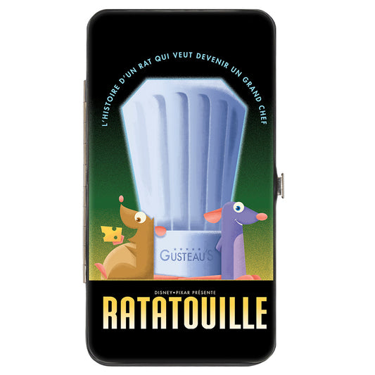 Hinged Wallet - Ratatouille Emile and Remy Chef Hat Pose + Text Logo Greens Yellows