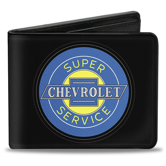 Bi-Fold Wallet - CHEVROLET SUPER SERVICE Logo Black Blue Yellow