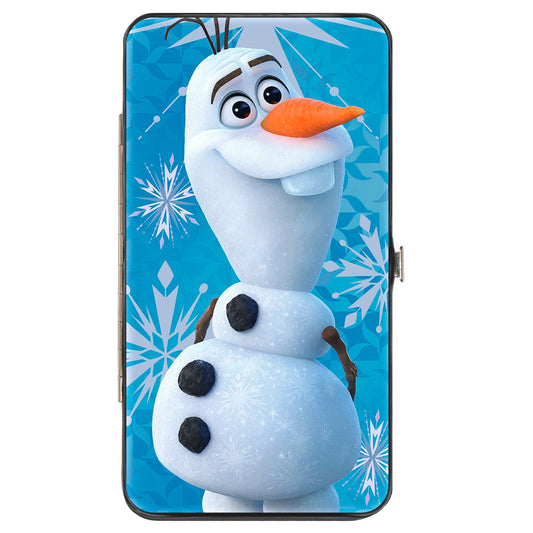 Hinged Wallet - Frozen II Olaf Smiling Pose + OLAF Snowflakes Blues White