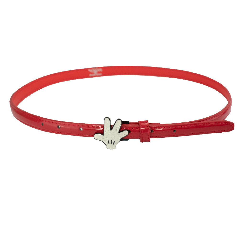 Mickey Mouse Hand Cast Buckle - Red Patent PU Strap Belt