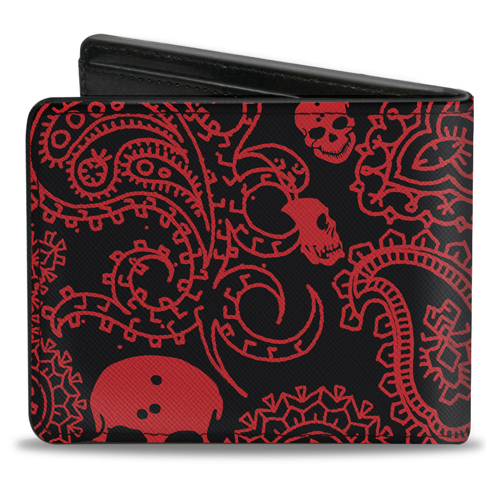 Bi-Fold Wallet - Bandana Skulls Black Red