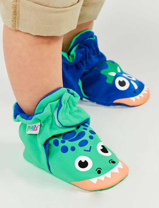 T-REX & TRICERATOPS NON-SLIP BABY BOOTIES