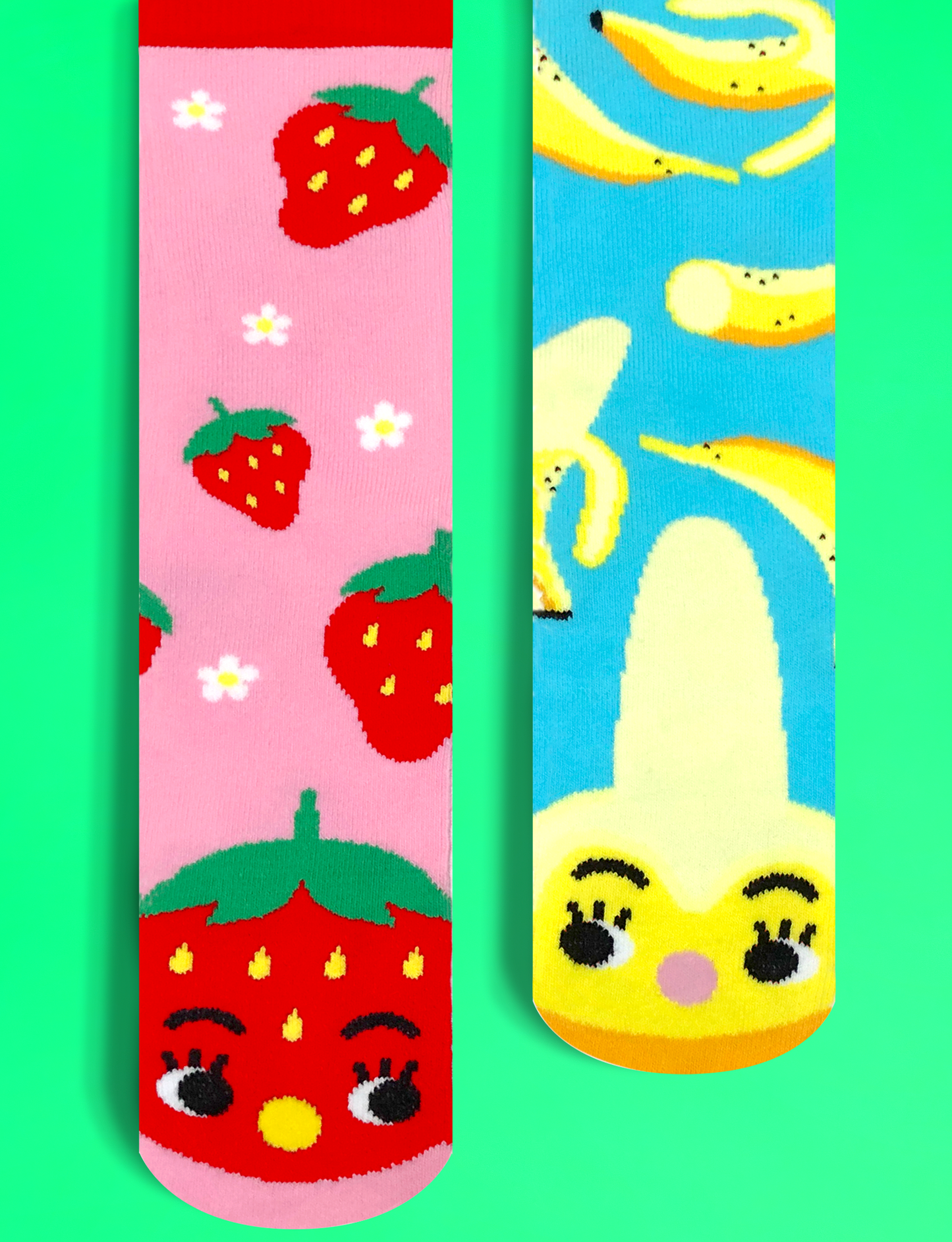 KIDS STRAWBERRY & BANANA NO SLIP SOCKS