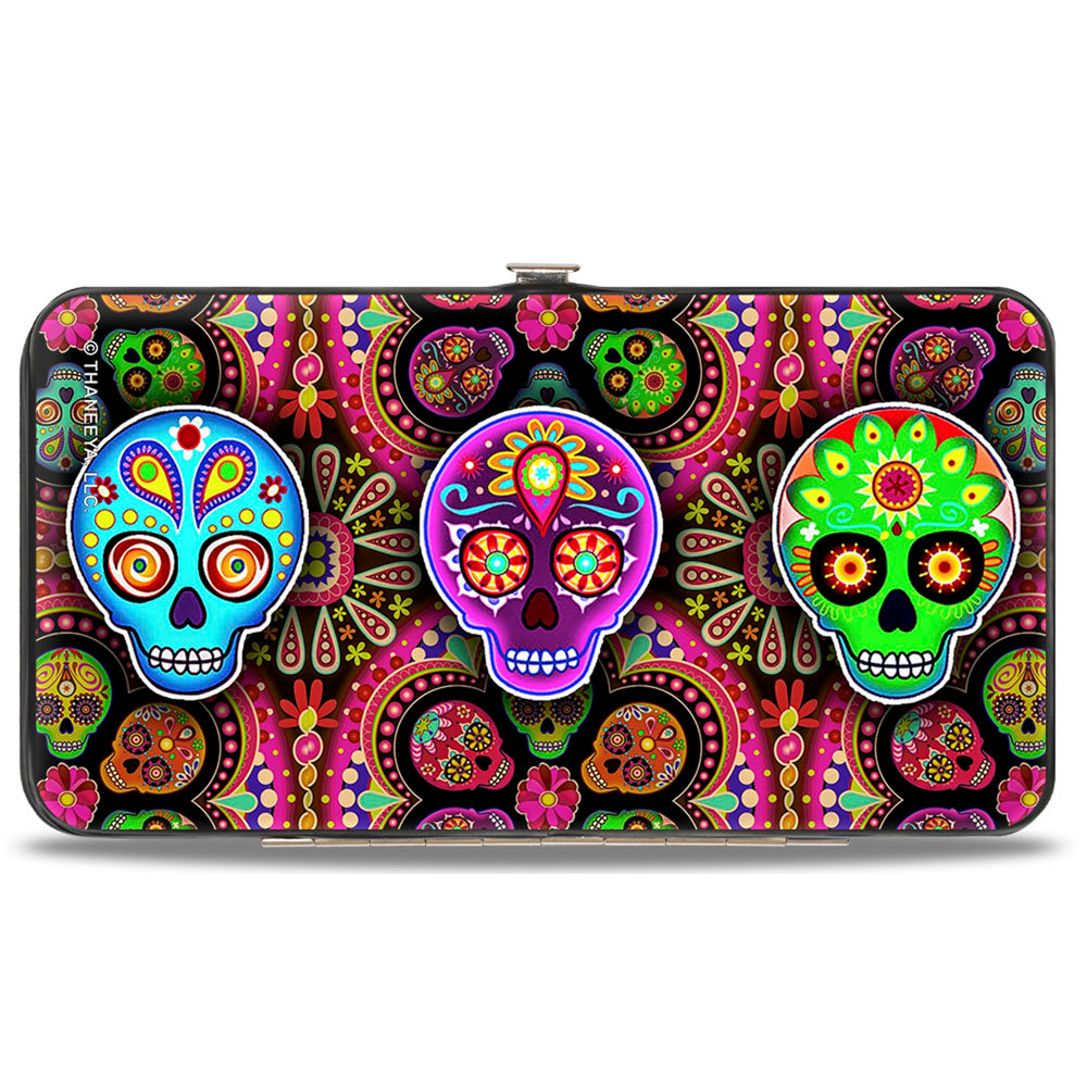 Hinged Wallet - Six Sugar Skulls Multi Color