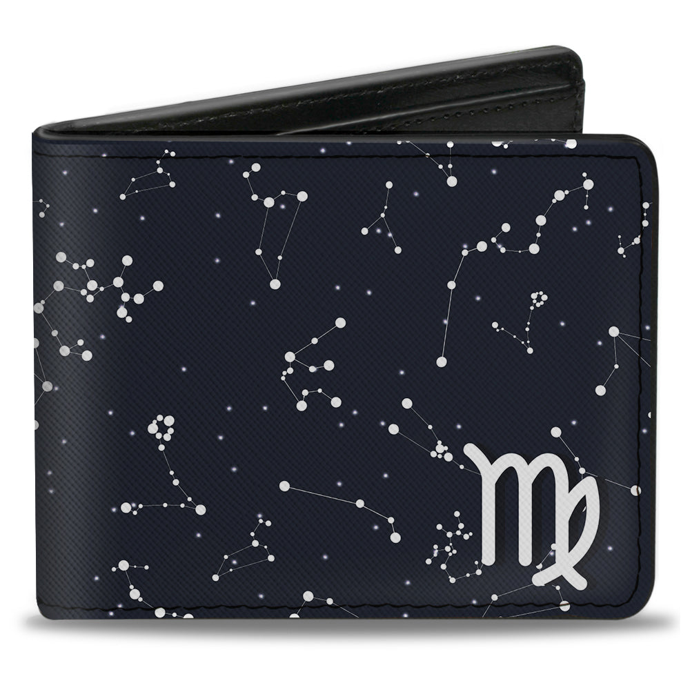 Bi-Fold Wallet - Zodiac Virgo Symbol Constellations Black White