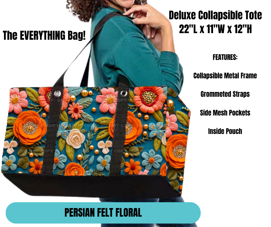 Preorder! Closes 11/18. ETA Feb. Persian Felt Floral Collapsible Tote