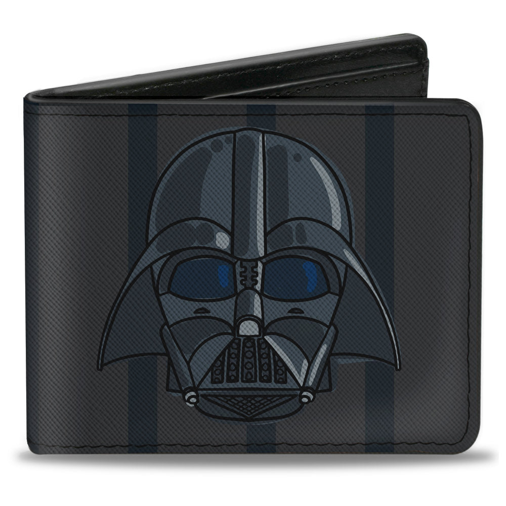 Bi-Fold Wallet - Star Wars Darth Vader Face + Chest Panel Buttons Black Grays Reds Greens