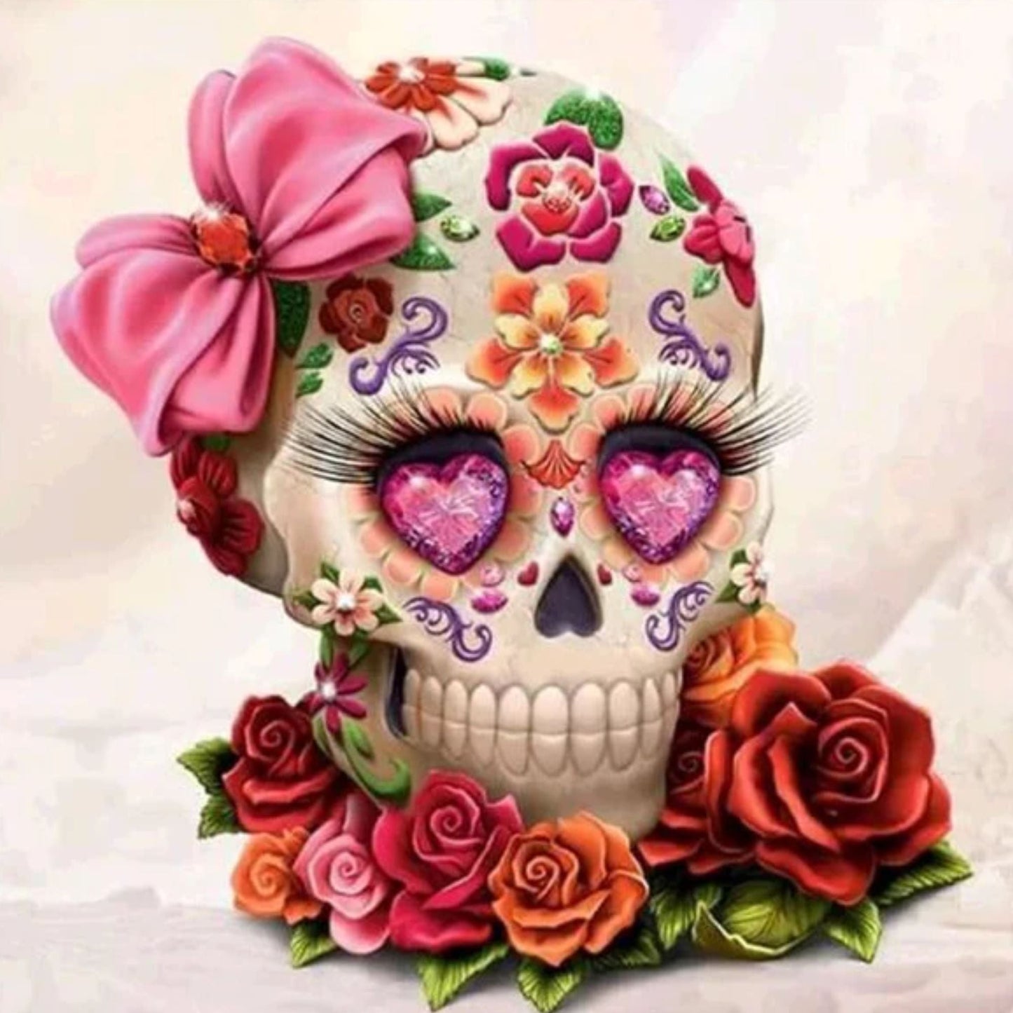 Pink Roses Sugar Skull