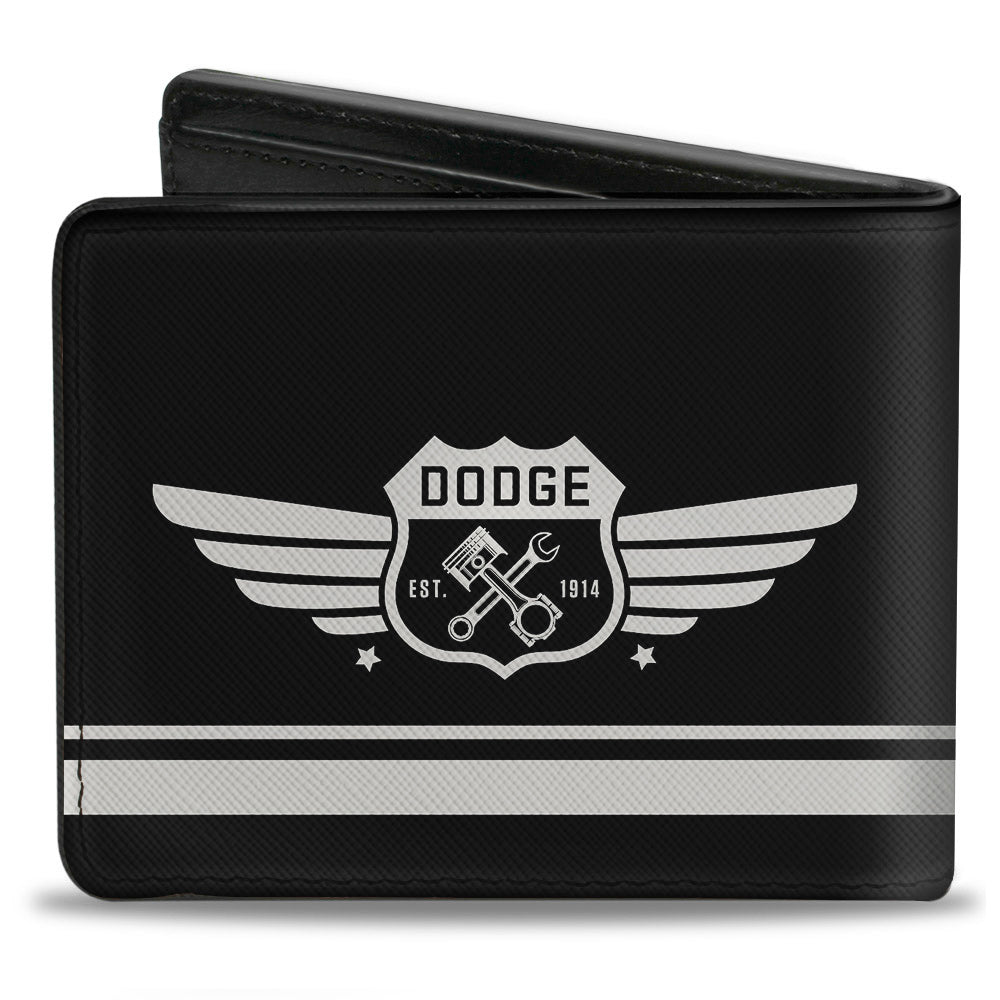 Bi-Fold Wallet - DODGE GARAGE Emblem Stripe Black Light Gray