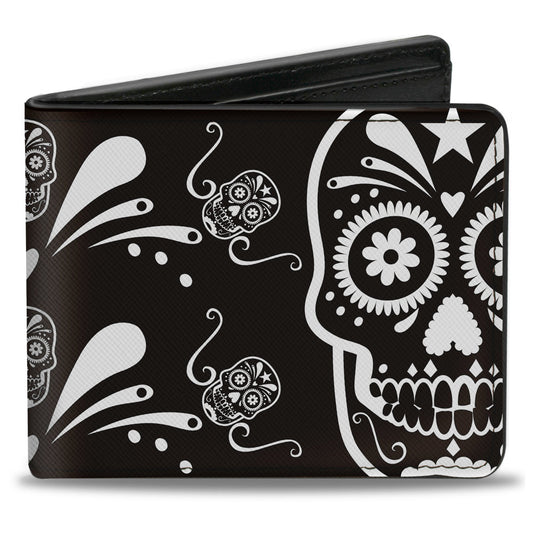 Bi-Fold Wallet - Sugar Skulls Black White