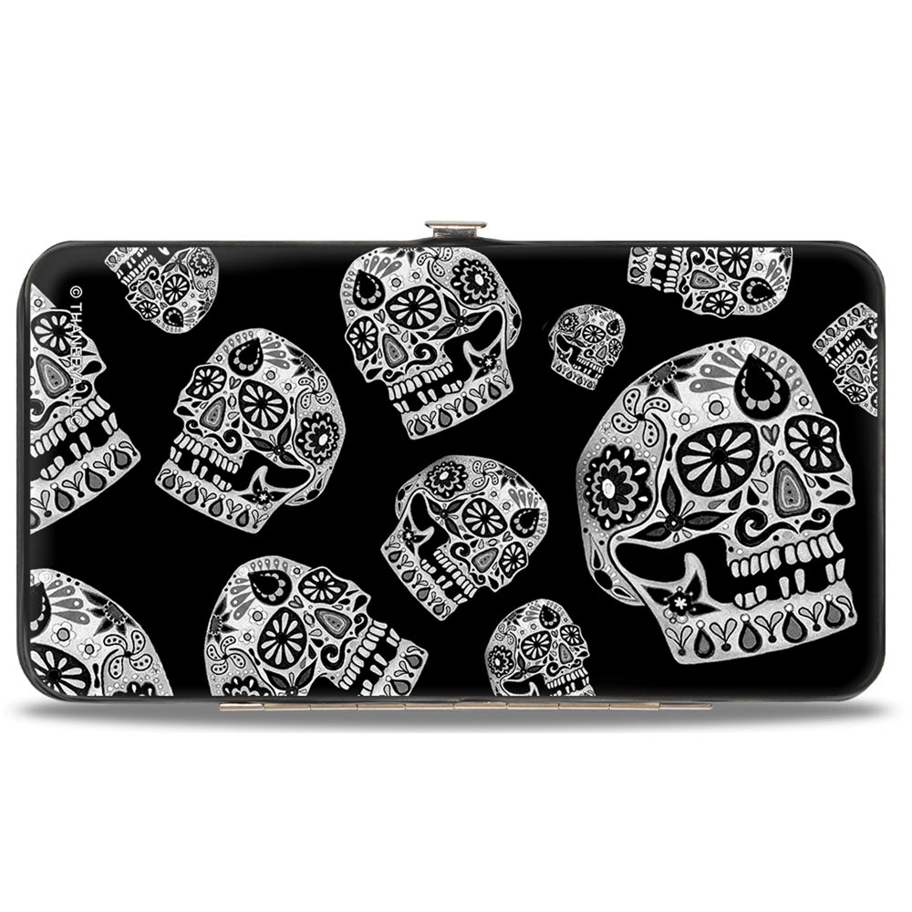 Hinged Wallet - The Dust of Living II Sugar Skulls Black White