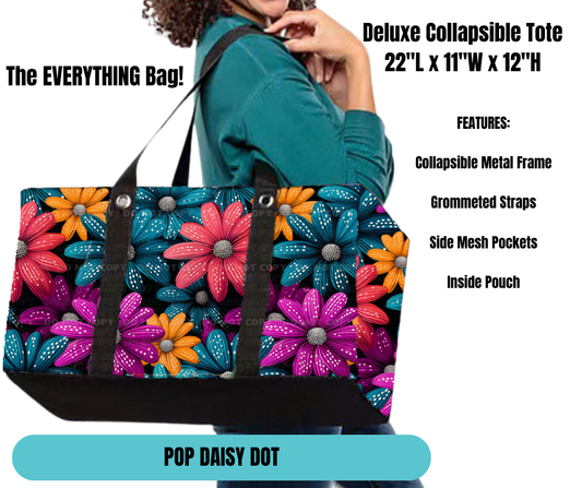 Preorder! Closes 11/18. ETA Feb. Pop Daisy Dot Collapsible Tote