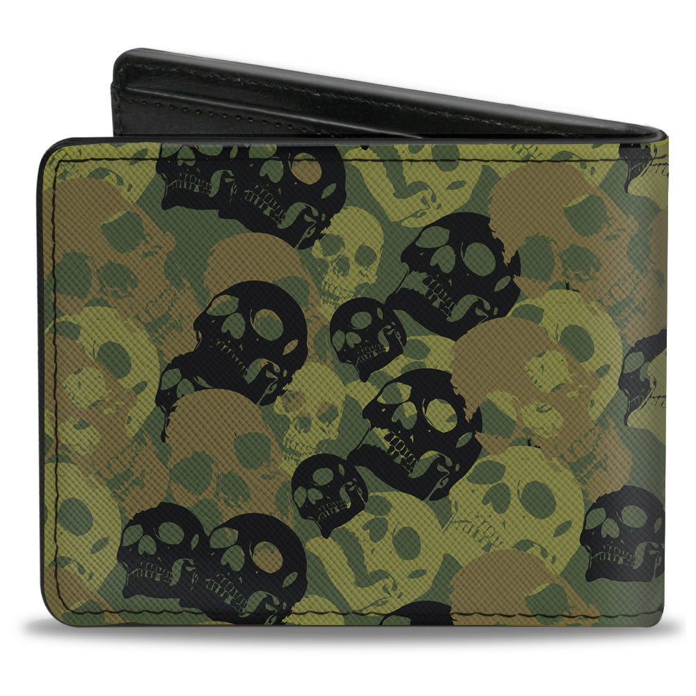 Bi-Fold Wallet - Camo Olive Black Skull Yard2