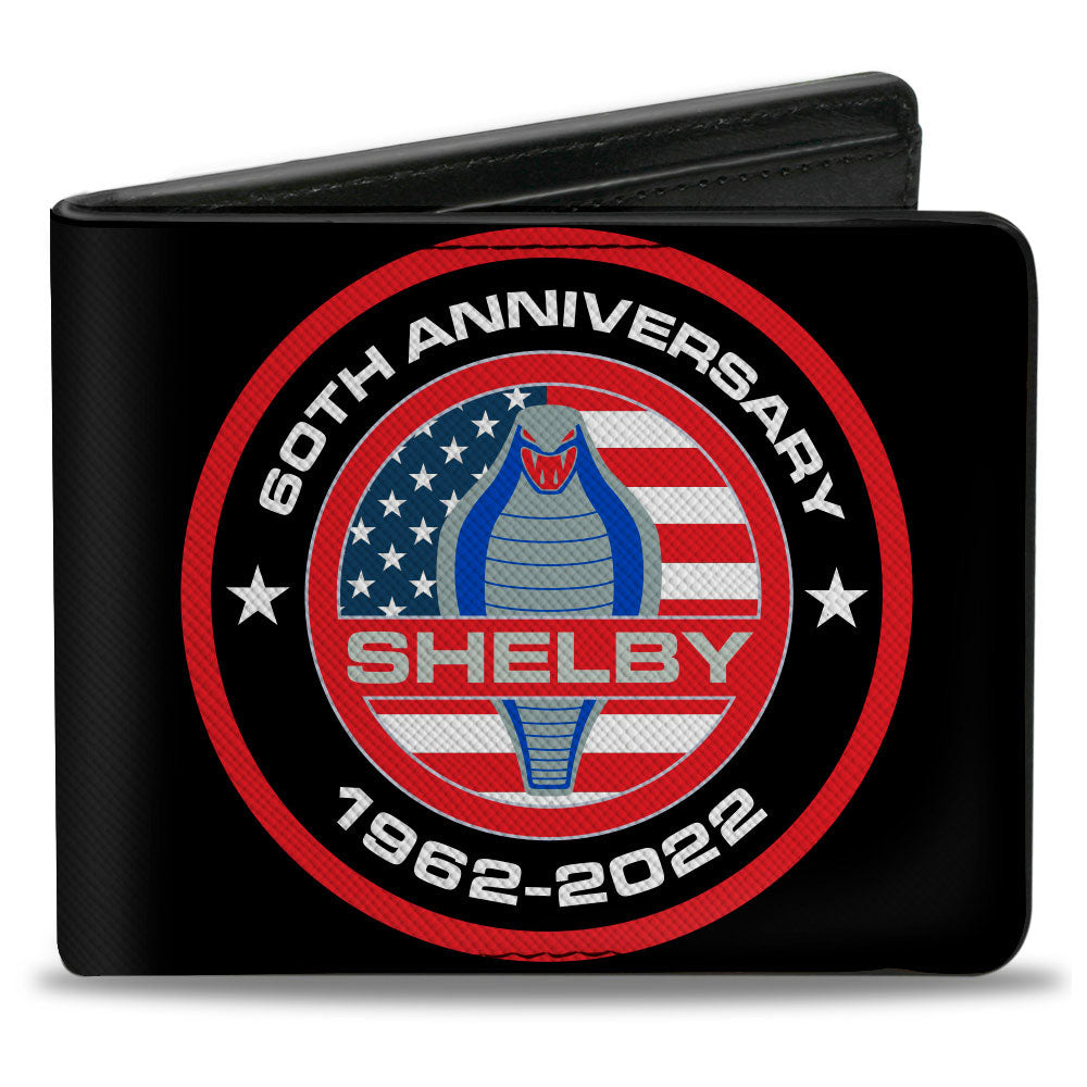 Bi-Fold Wallet - Carroll Shelby 60TH ANNIVERSARY SHELBY Cobra Icon Black Red White Gray Blue