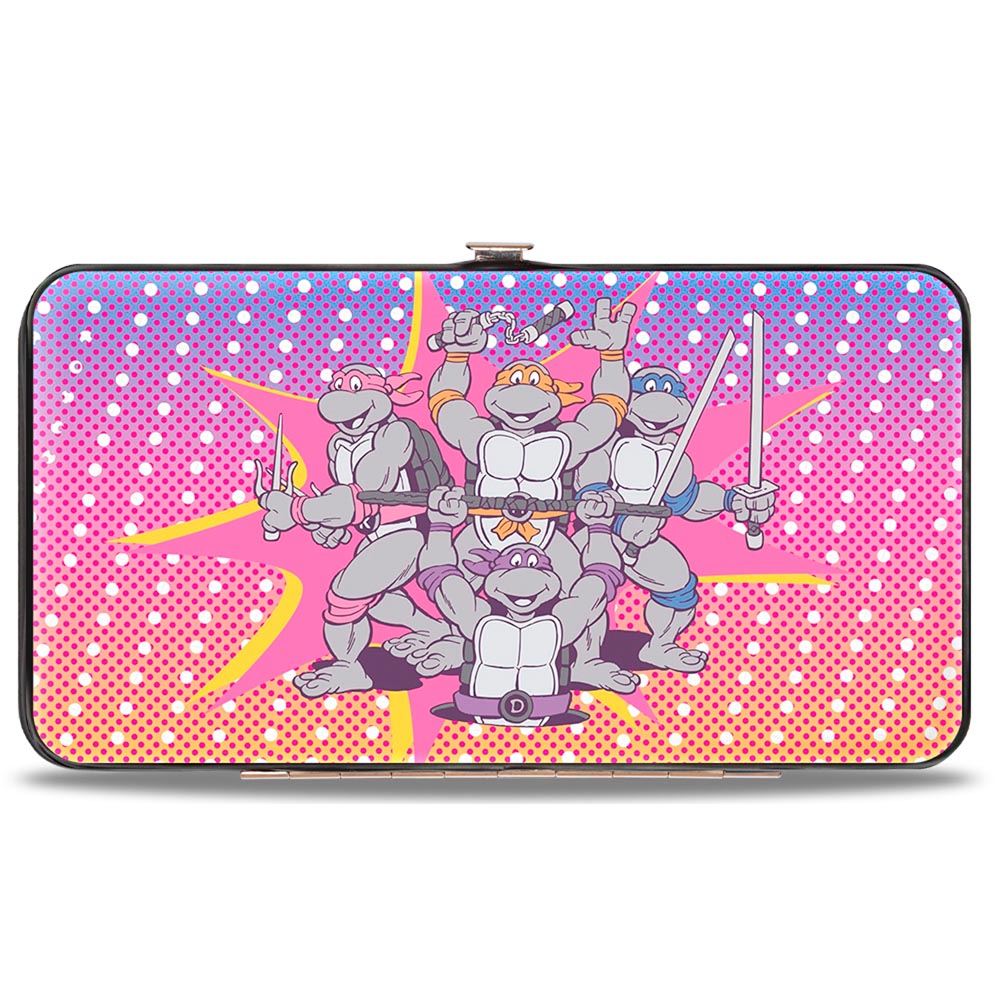 Hinged Wallet - Classic Teenage Mutant Ninja Turtles Group Pose + I "HEART" NINJAS Multi Pastel