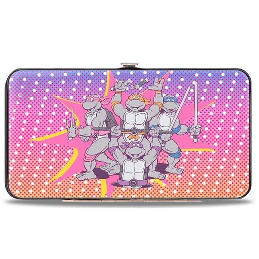 Hinged Wallet - Classic Teenage Mutant Ninja Turtles Group Pose + I "HEART" NINJAS Multi Pastel