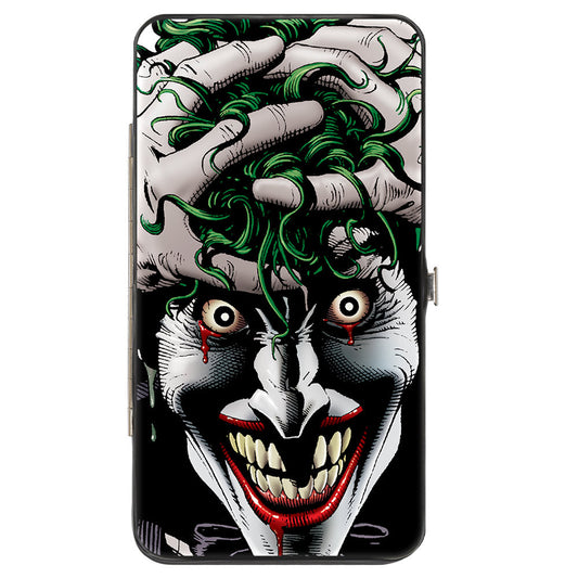 Hinged Wallet - Joker The Killing Joke Holding Head Pose + HAHAHA Repeat White Black