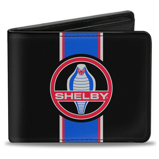 Bi-Fold Wallet - SHELBY Cobra Center Stripe Black Gray Red Blue