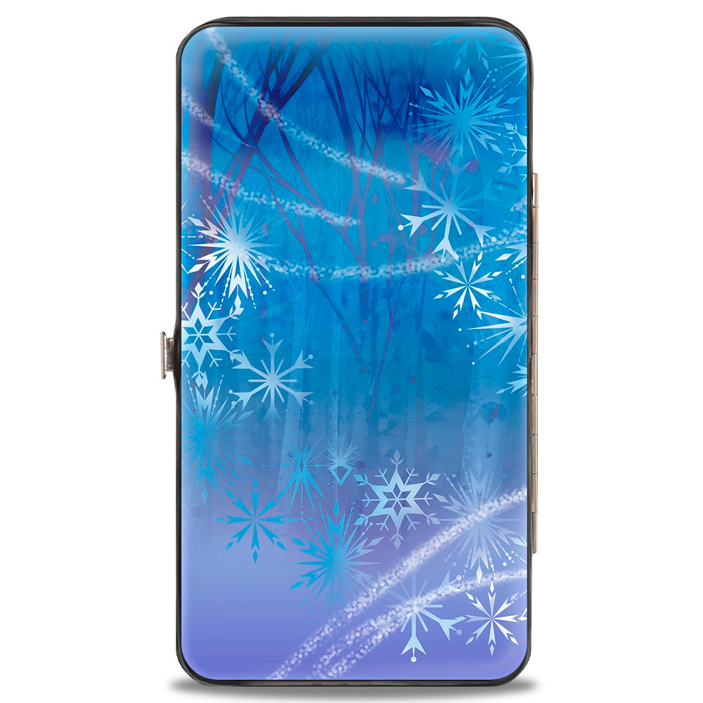 Hinged Wallet - Frozen II Elsa Pose Swirling Snowflakes Blues