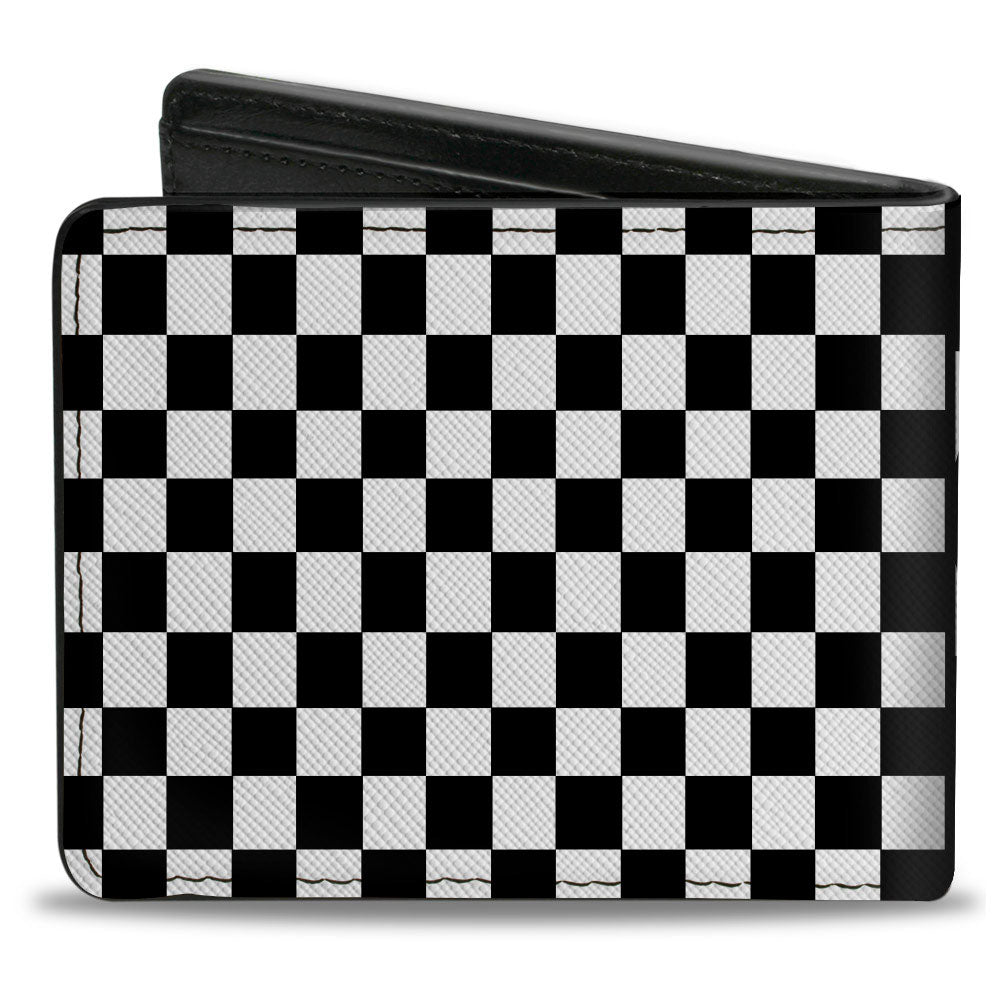 Bi-Fold Wallet - Carroll Shelby 60 YEARS-SHELBY SINCE 1962 Checker Logo Black White