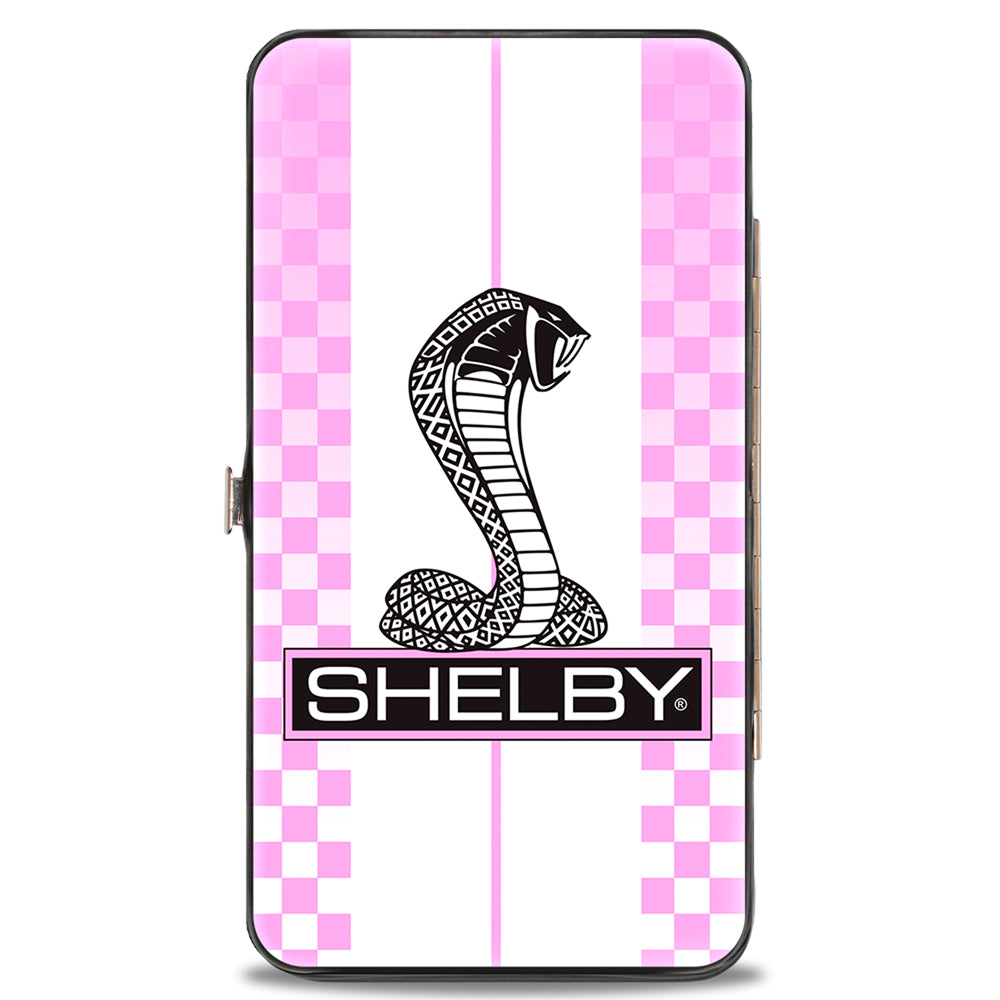 Hinged Wallet - SHELBY Tiffany Box Checker Stripe White Pinks Black