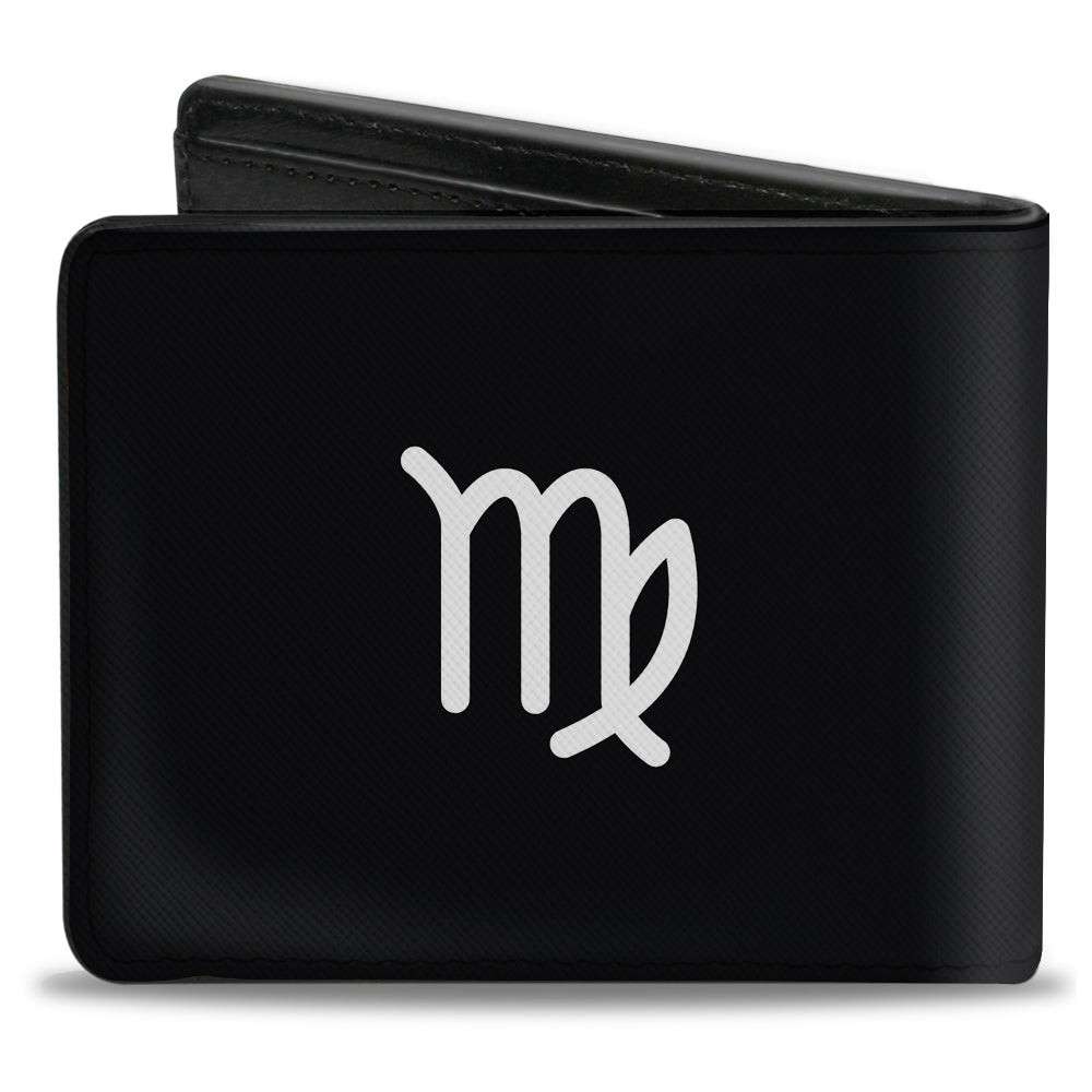 Bi-Fold Wallet - Zodiac VIRGO Symbol Black White