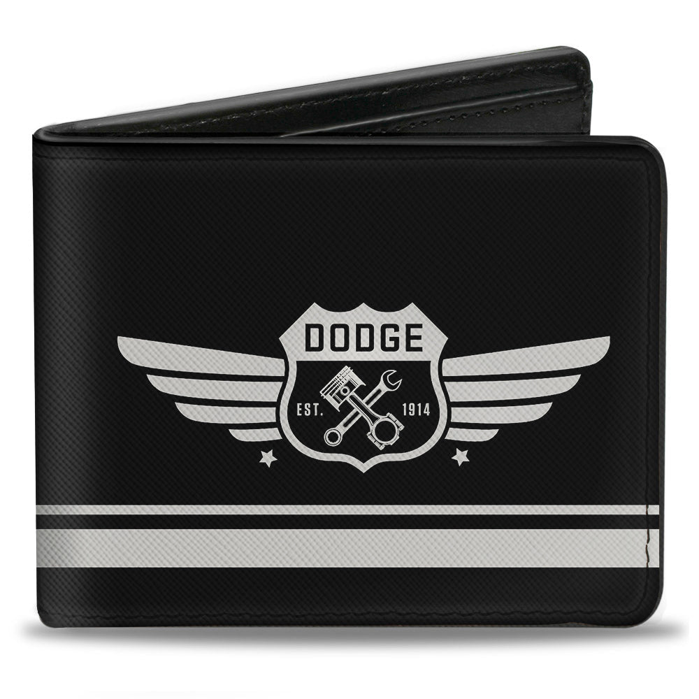 Bi-Fold Wallet - DODGE GARAGE Emblem Stripe Black Light Gray